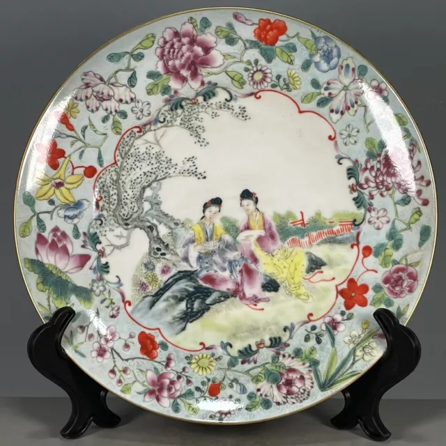 Old Handcrafted Chinese Qing Dynasty Qianlong Famille Rose Porcelain Plate /007