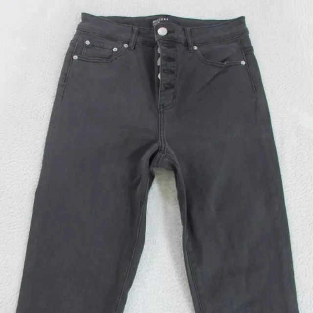 Decjuba Jeans 12 L27 Black Skinny Ankle Mid Rise Denim Button Fly Stretch Womens