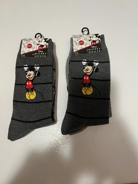 TWO (2) of Disney Mickey Mouse Men's 2 Pack Novelty Crew Socks total of 4 Socks