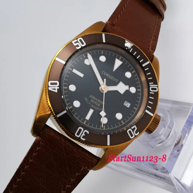 41mm Corgeut Black Dial Brass plated Case sapphire glass Automatic Mens Watch