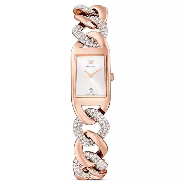 Swarovski Damen Armbanduhr Cocktail Uhr Schweizer Produktion, Pavé, Roséfarben,