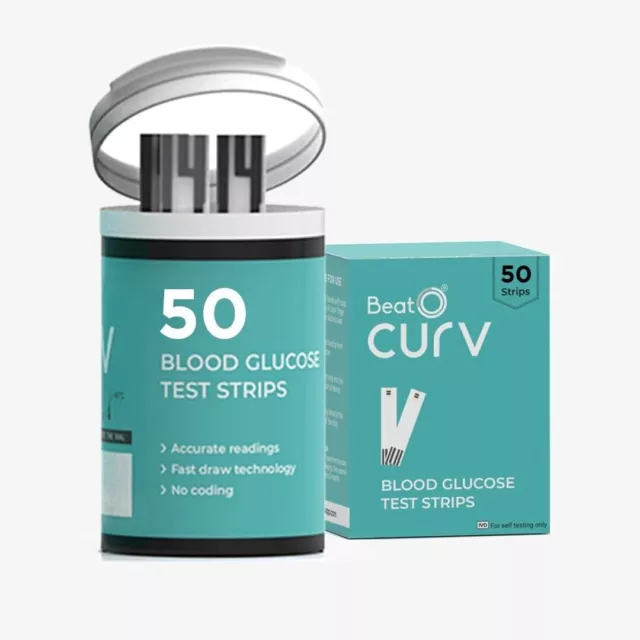 BeatO CURV - Glucosa en sangre 50 tiras reactivas Paquete de 1 Exp 2024