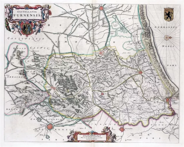 Reproduction carte ancienne - Castellenie de Furnes (Veurne) 1664
