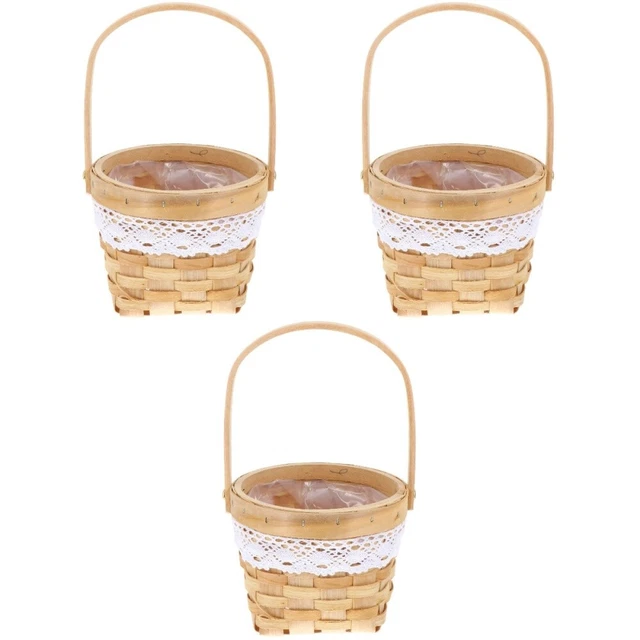 3 Paniers De Rangement En Plastique Blanc – Mini Panier Avec Poignée Pour Jouets, Fruits, Pique-nique, Plage – Faciles à Transporter Et Nettoyer - 3