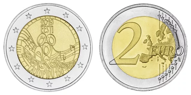 ESTLAND 2 EURO 150. JAHRESTAG DES 1. ESTNISCHEN LIEDERFESTIVALS 2019 bankfrisch