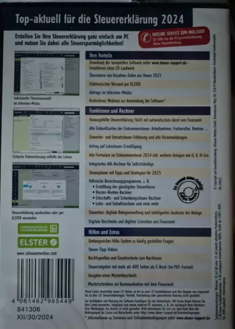 ALDI STEUERSOFTWARE 2024 für das Jahr 2024 Einkommensteuer NEU OVP CD