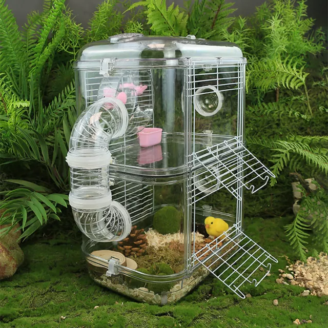 1/2 Layer Large Hamster Gerbil Mouse Small Pet Cage Transparent Up Down Hutch