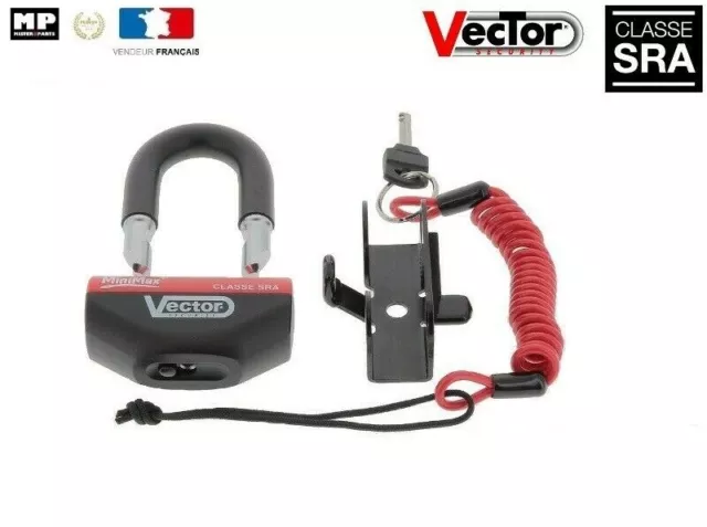 Cadenas Antivol bloque-disque VECTOR Minimax+ SRA avec support moto AVEC FACTURE