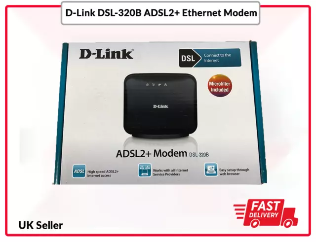 D-Link DSL-320B ADSL2+ Ethernet Modem UK Model NEW BOX PACK