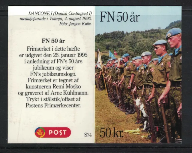 1995 Denmark Booklet 50yrs of UN Danish Soldiers  HS74 Complete, mint (130)