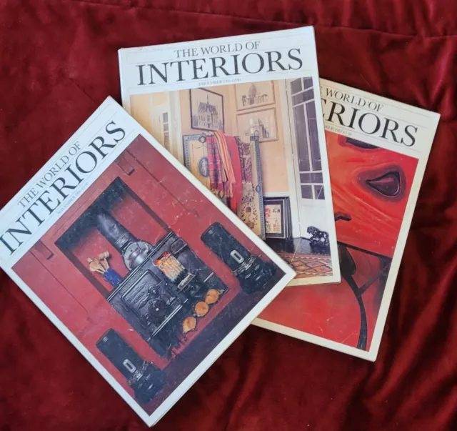 3x The World Of Interiors Magazine, Oct 1987: Dec 1985 :Nov 1986 Interior Design