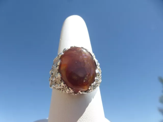 BEAUTIFUL STERLING SILVER 925 ETHIOPIAN CHOCOLATE FIRE RING Size 8 Amazing on