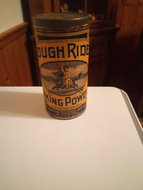 Unopened Vintage Rough Rider Baking Powder 1901 Teddy Roosevelt