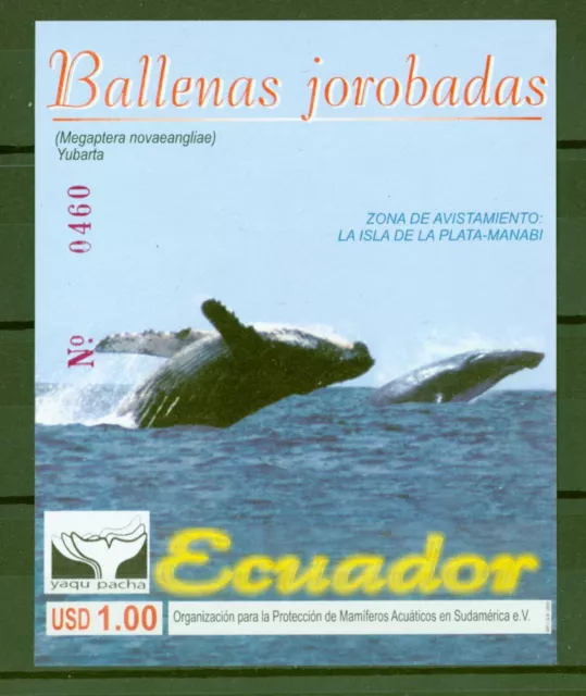 Ecuador 2000 - balena megattera - Yaqu Pacha - conservazione delle specie - blocco 155 **