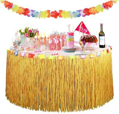 Htper Gonna da Tavolo per Feste Tulle Champagne Tutu Gonna da Tavolo Compleanno per la Festa di Compleanno di Matrimonio Baby Shower Baby Party Battesimo L275cm×H76cm 