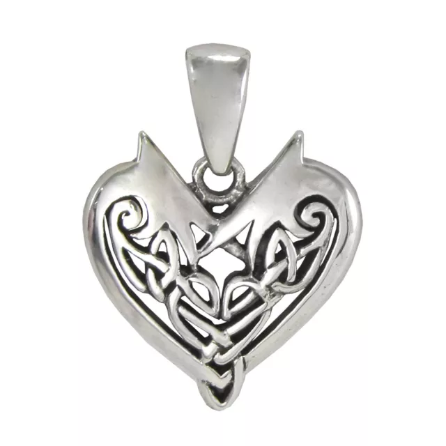 Small Sterling Silver Celtic Knotwork Eternal Heart Pendant Love Knot Jewelry