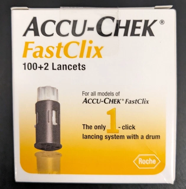 Accu-Chek Fast Clix 100+2 lancetas, prueba de glucosa en sangre diabetes 2024