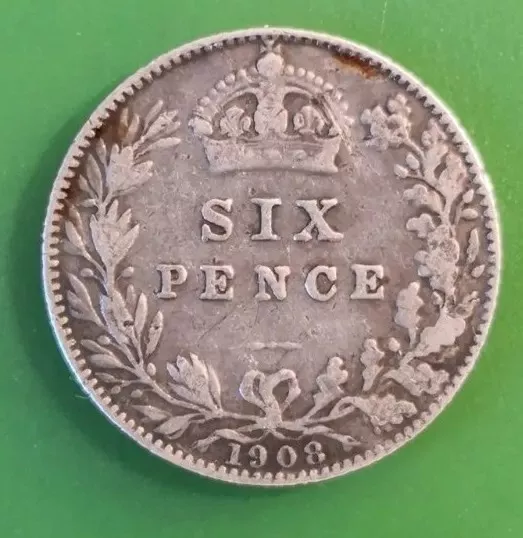 1908 Edward VII Silver Sixpence Coin #2246