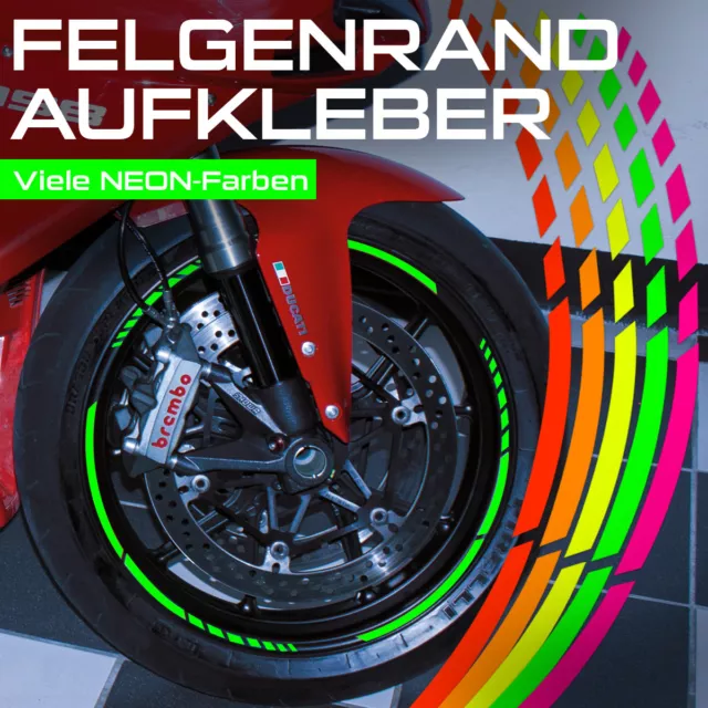 Neon GP Design Felgenrandaufkleber Felgenaufkleber Auto Motorrad Grün Pink Rot