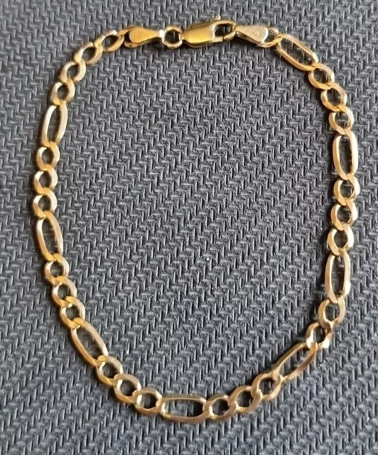 Vintage 9ct Yellow Gold Figaro curb link bracelet