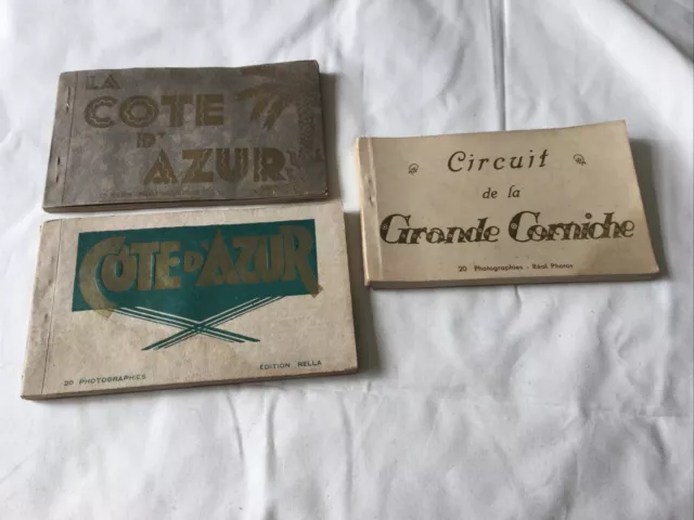 Vintage Postcard Books 2 Cote D Azur 1 Grande Corniche Photographs B&W - Colour