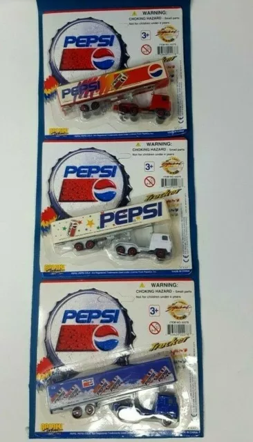 Pepsi Golden Wheel Vintage 1996 Die Cast Truck Complete Set New #02278 (A)(B)(C)