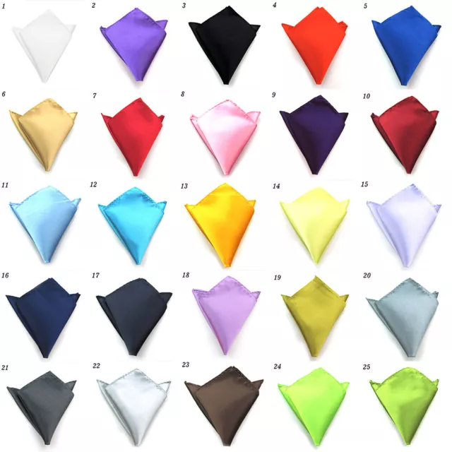 Men's Party Suit Pocket Square Solid Smooth Handkerchief Kerchief Towel Hanky US