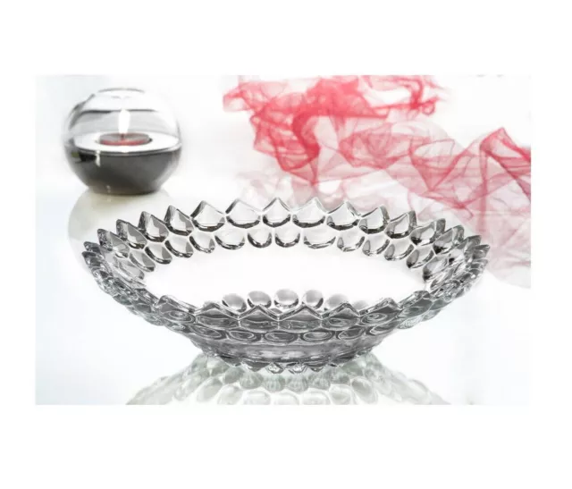 29.5cm Glass Fruit Bowl Large Shallow Dessert Snack Salad Dish Serving Display