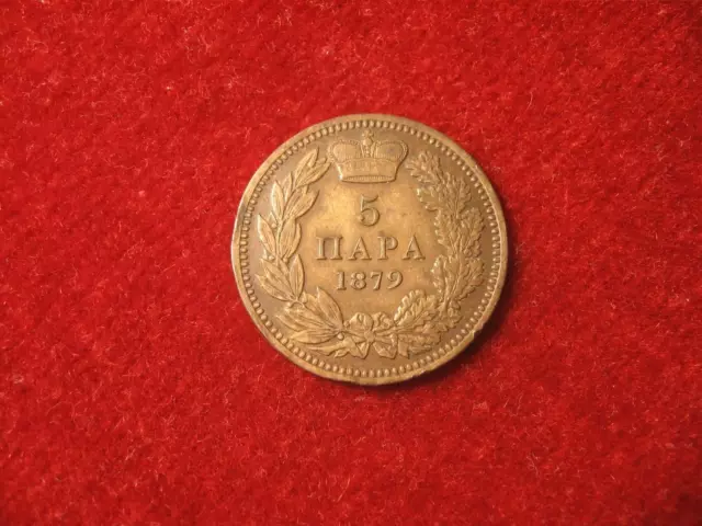 1879, 5 Para,   VF, Obrenovich III,  Serbien / Serbia. Coin alignment. Scratched