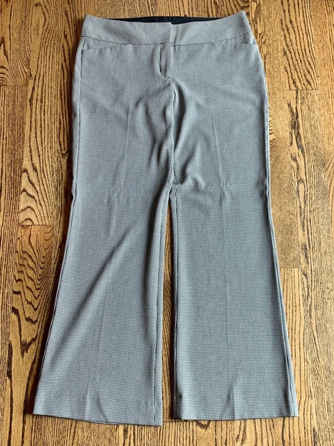 Express Editor Black White Houndstooth Dress Pants Size 10R Wide Leg Pockets