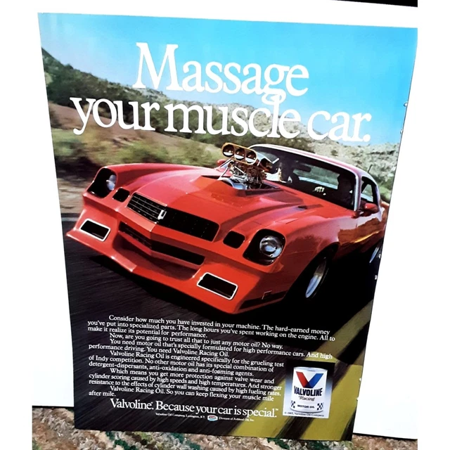 Vintage 1986 Valvoline Camaro Muscle Car Print Ad Original epherma