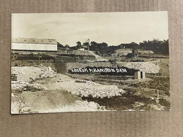 Postcard RPPC Keokuk Hamilton Dam Construction Iowa Illinois Vintage 1910 Photo