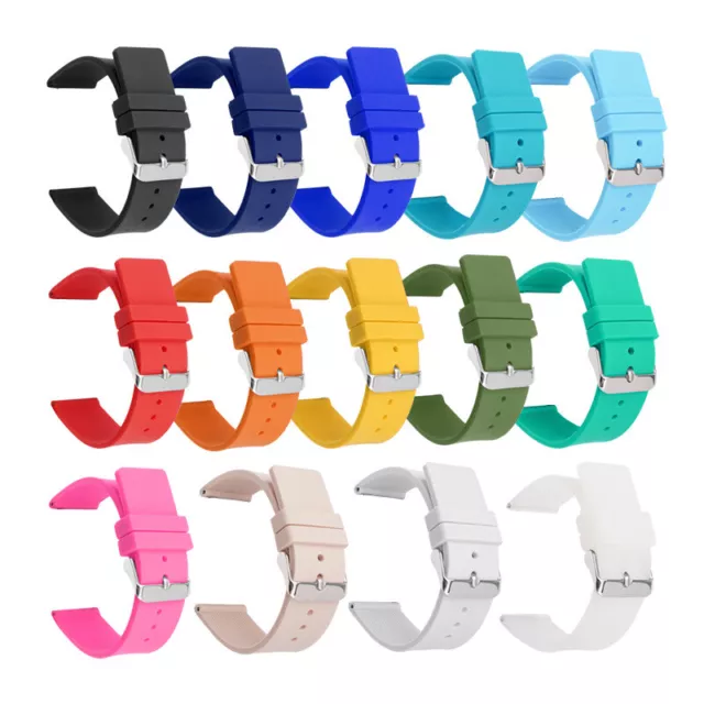 12-24mm Silicone Bracelet Watch Strap Rubber Replacement Watch Band Pin Buckle