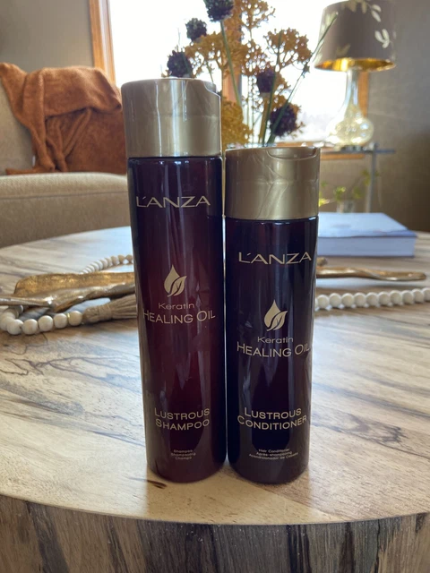Champú brillante aceite curativo Lanza queratina 10,1 oz y acondicionador 8,5 oz Duo