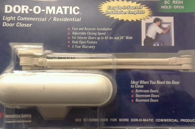 White Dor-O-Matic Light Commercial /Residential Door Closer SC R85H 85 lbs 36'w