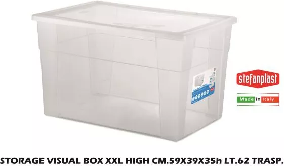 STEFANPLAST Storage Visual Box xxl high cm 59x39x35h lt 62 Trasparente SF13056
