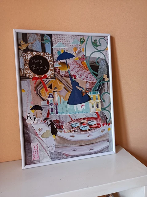 Quadro Collage "Mary Poppins" con Cornice Nuova 30 x 40 cm