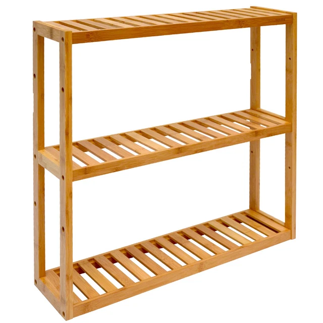 Scaffale a parete 54x60x15 bambù scaffale bagno 3 scomparti scaffale verticale bagno scaffale legno