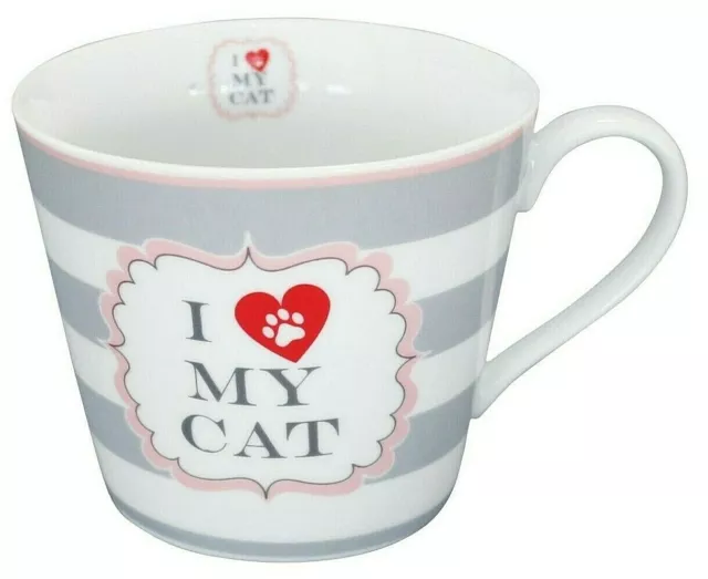 Scandi Chic Becher Happy Cup I love my cat Katze gestreift Krasilnikoff