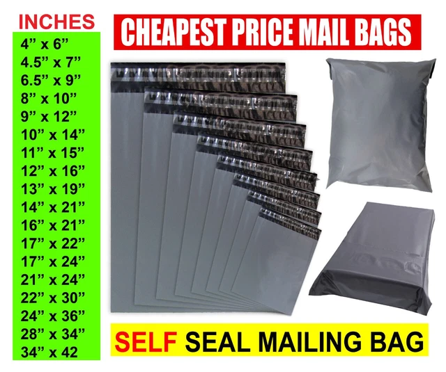 GREY MAILING BAGS All Sizes Poly Postage Large Strong Self Seal Plastic