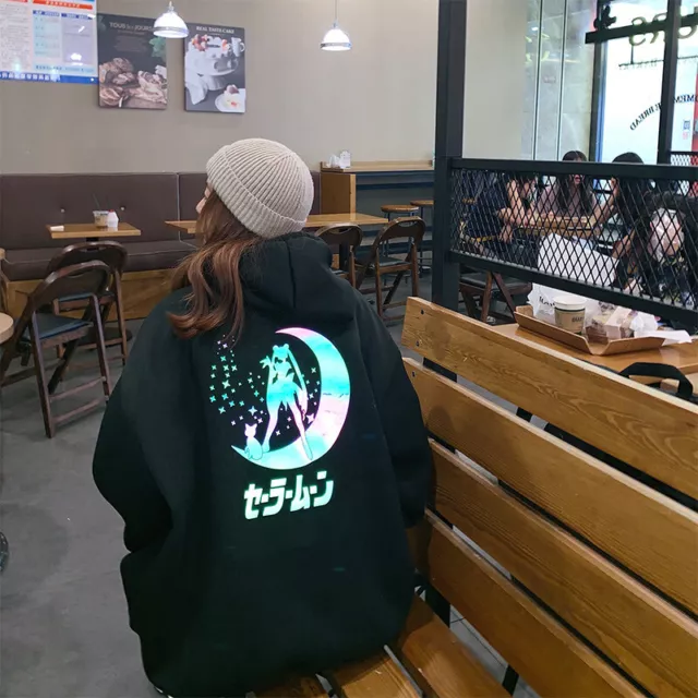 Hot Anime Sailor Moon Women Hoodie Sweater Coat Reflective Cosplay Costume Soft