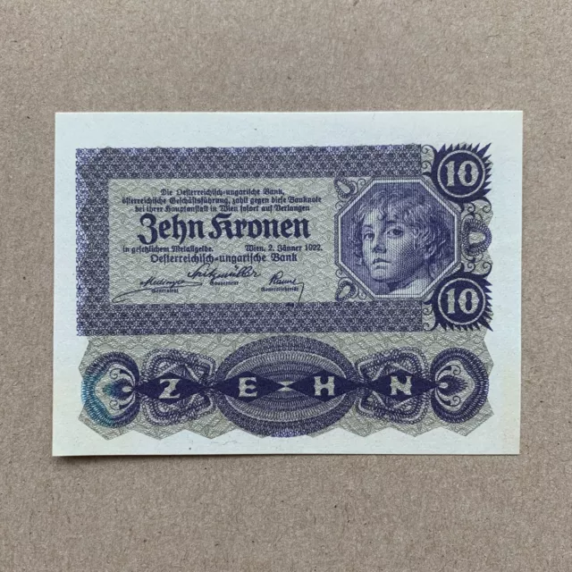 Small Austria 10 Kronen Banknote  1922 Child Portrait Currency Paper Money Bill