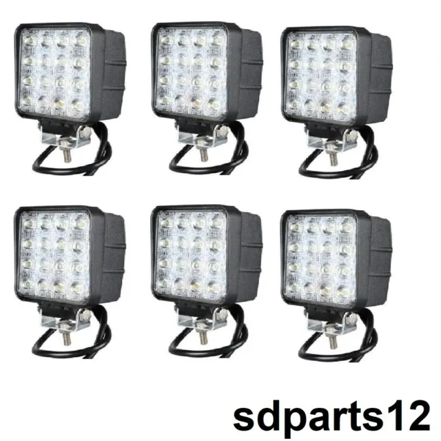 6x LED Phares de Travail Feux Antibrouillard Spot 48W 12-24V pour Camion 4x4 VTT