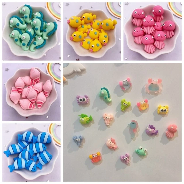 10pcs Colorful Colorful Resin Fish DIY Sticker  DIY Accessories