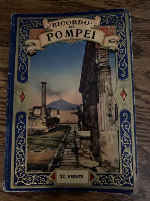 Ricordo Di Pompei ITALY Book of 32 Color Photos -  Post Card Sized 1920s-1930s