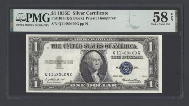 United States-Silver Certificate 1 Dollar 1935E Fr#1614 (QG Block) About UNC