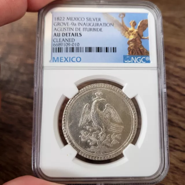 1822 Mexico grove 9a inauguration iturbide NGC AU Very Rare SASA