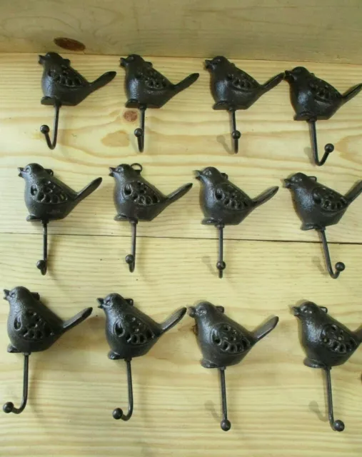 12 Rustic Cast Iron Bird Dove Coat Hook Entryway Towel Rack Garden Bathroom Hall