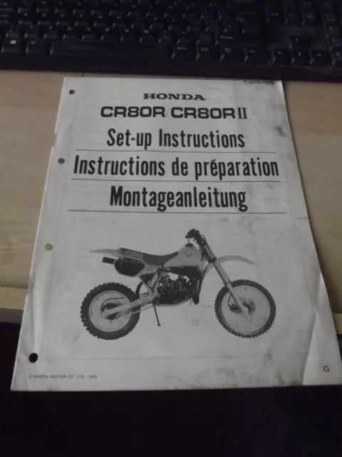 Nos Genuine Honda Workshop Setup Manual Instructions Cr80R Cr80Rii 1985