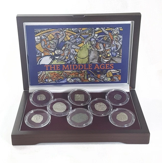 Middle Ages 8 Silver Coin Box Collection - Noteworthy Historical Era w COA